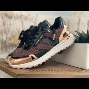 NWT Michael Kors Monroe Glitter Chain-Mesh Trainer